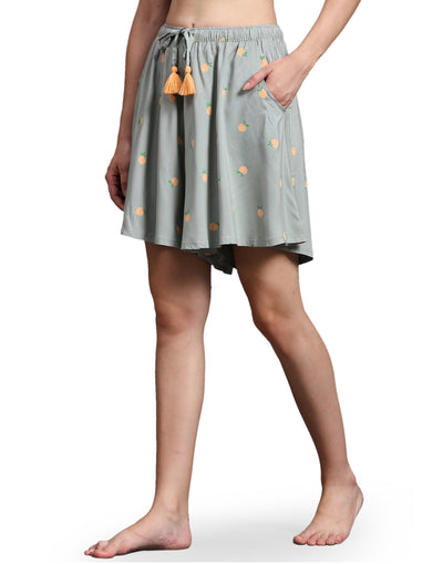 Culotte Shorts for Women-Grey Peach Art