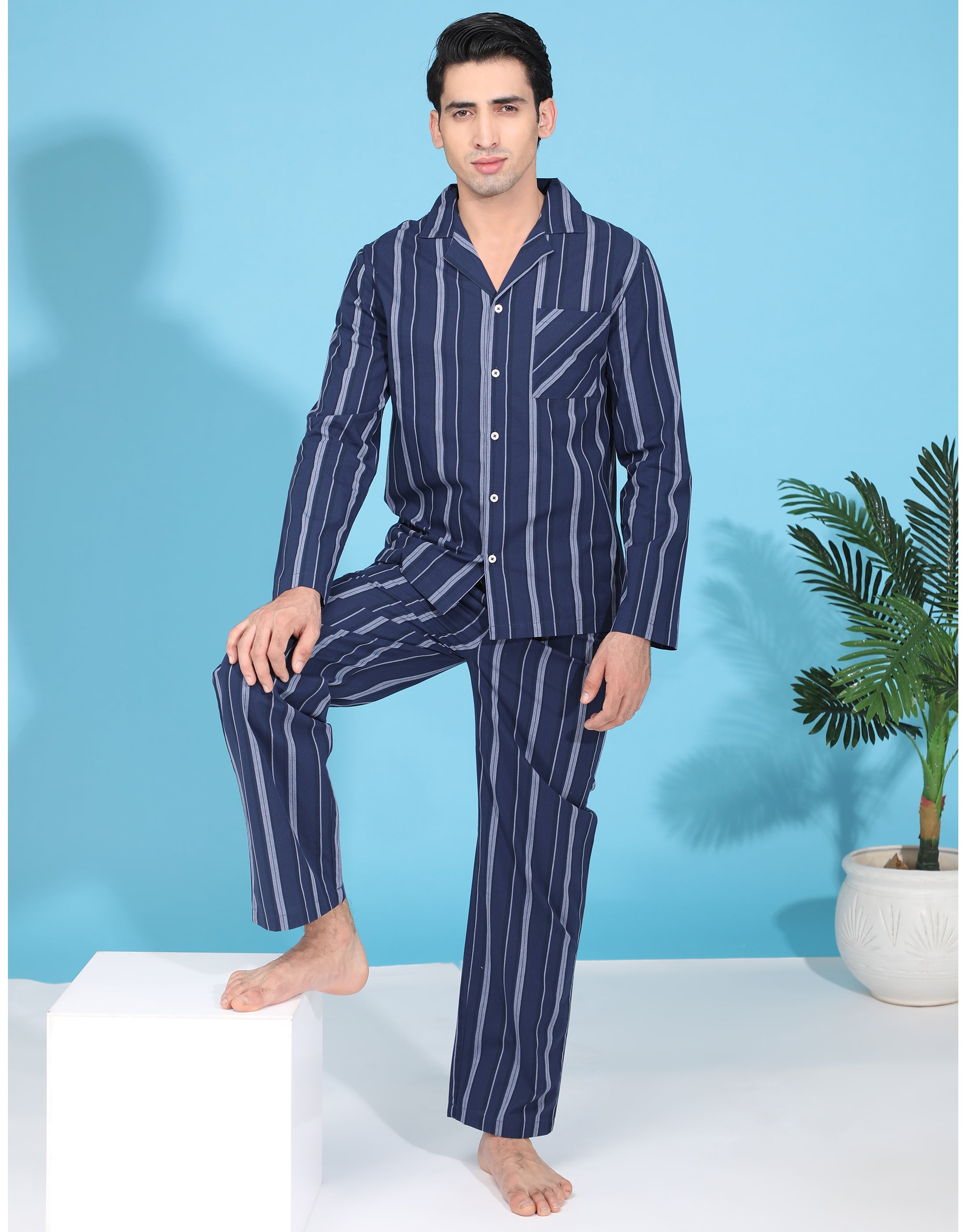 Mens striped pjs hot sale