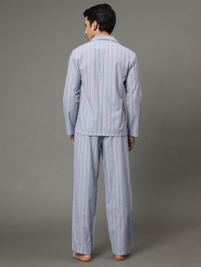 Pyjama Set for Men-Grey Stripes