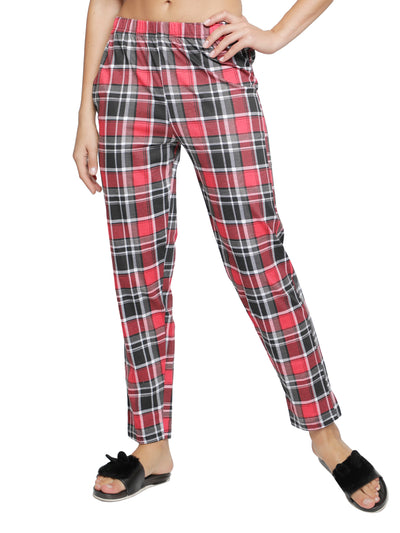Lounge Pant for Women-Red & Black Checked