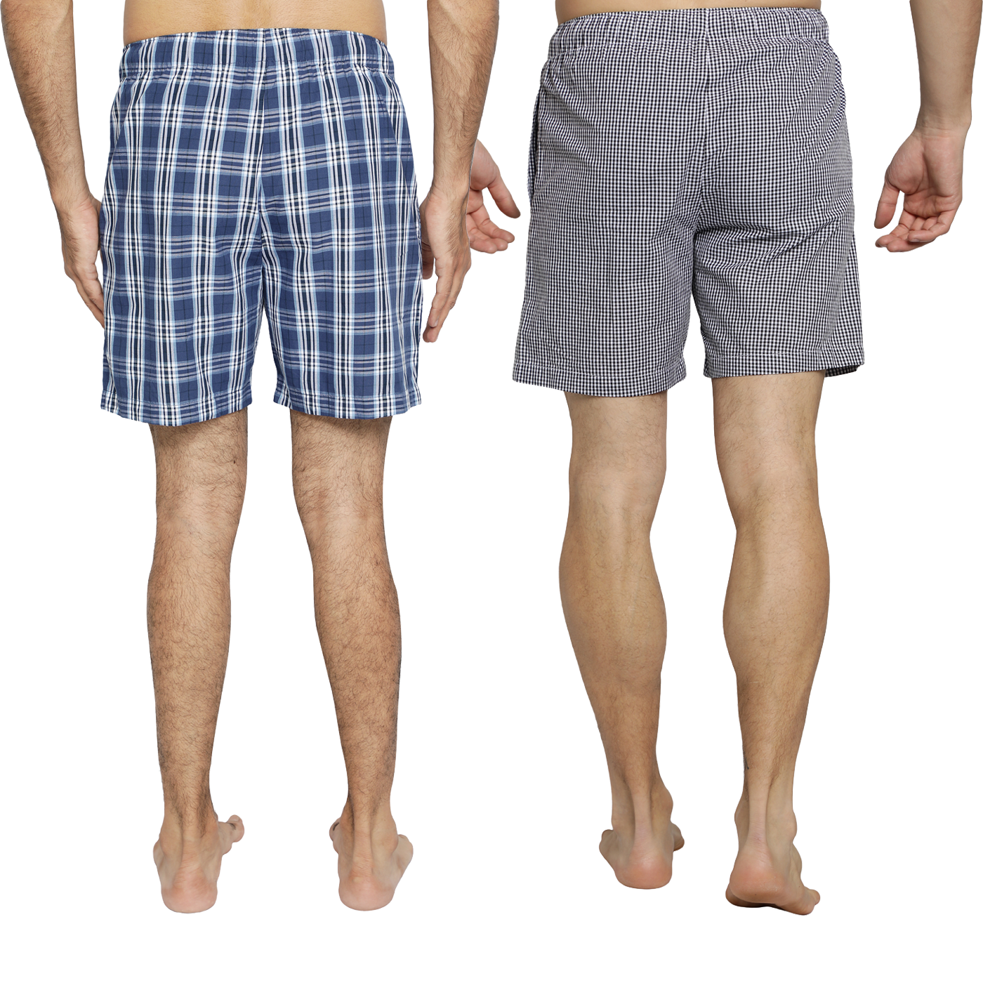 Lounge Shorts for Men-Blue Checks(Pack of 2)