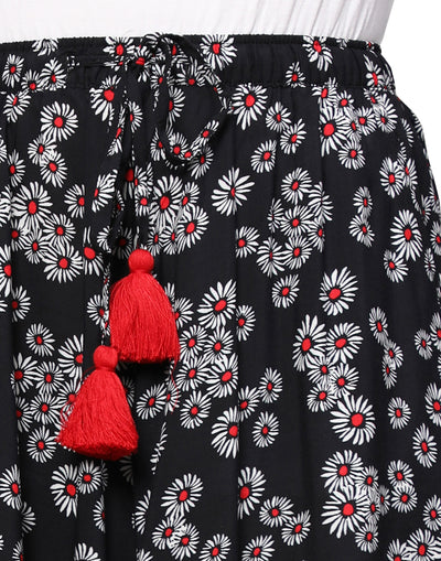 Culotte Shorts for Women-Black Floral
