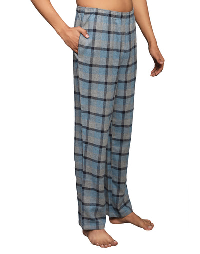 Pyjama Set for Men-Grey and Blue Tartan Checks