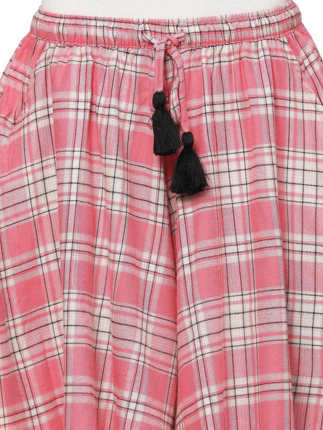 Viscose Culotte Shorts - Pink Checks