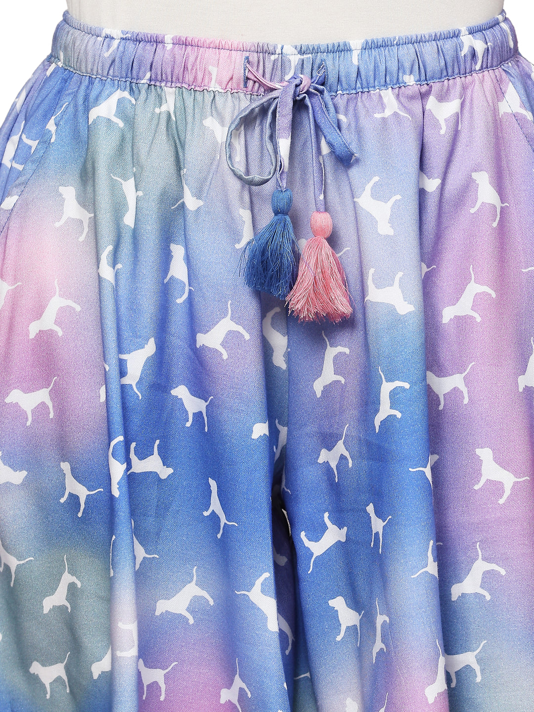 Viscose Culotte Shorts - Multicolor Animal Print