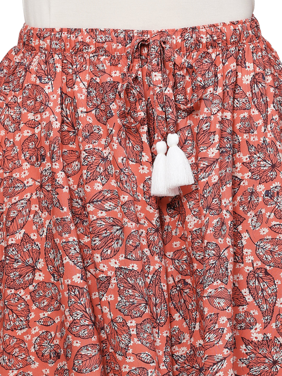 Viscose Culotte Shorts - Black Leaf Print