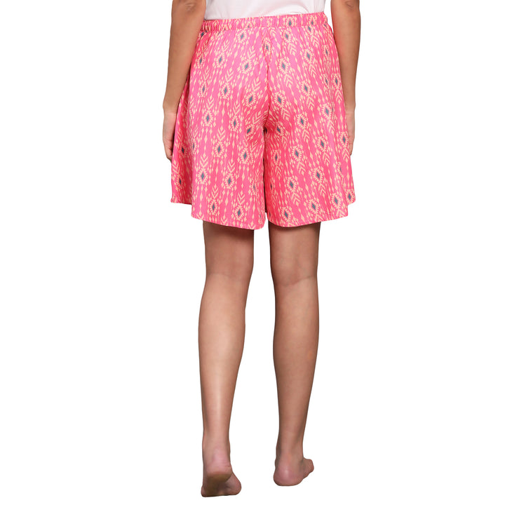 Viscose Culotte Shorts - Pink Ekart Print
