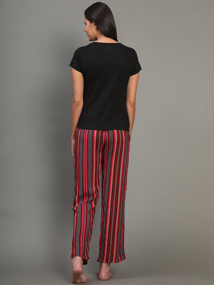 Nightwear Set -  Pink Stripes Just Ask Print