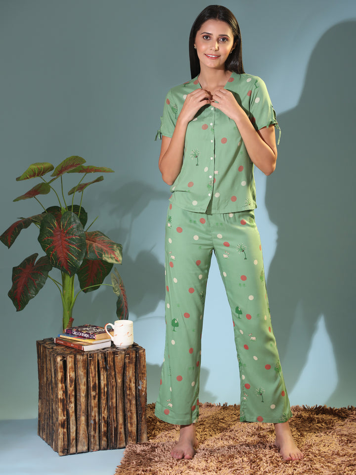 Nightwear Set - Green Pop Up Animal