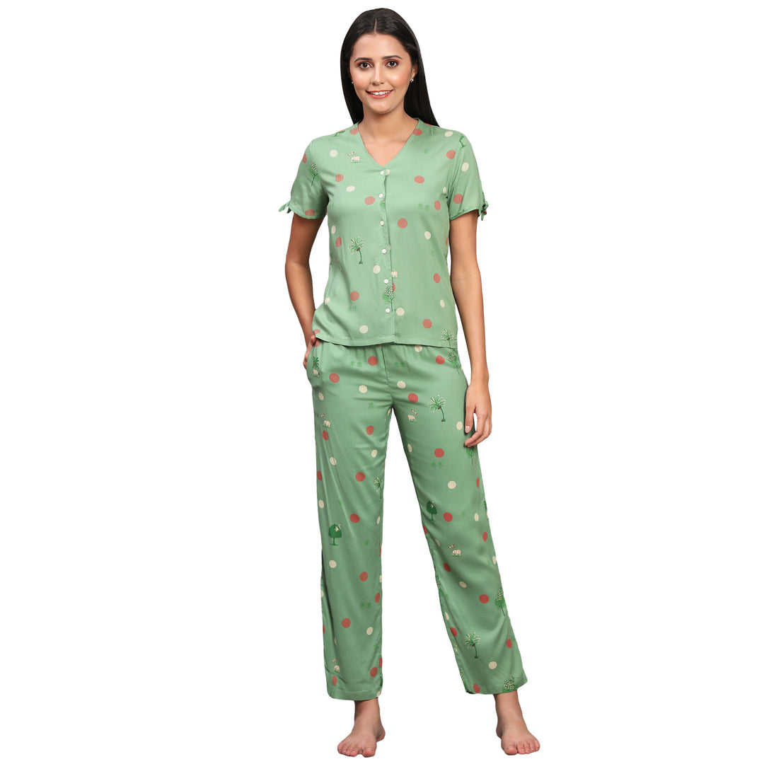 Nightwear Set - Green Pop Up Animal