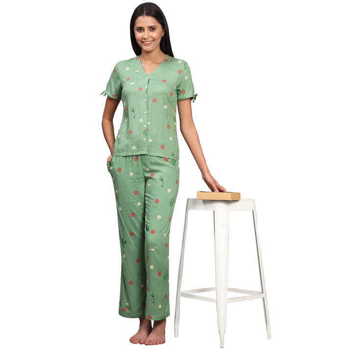 Nightwear Set - Green Pop Up Animal