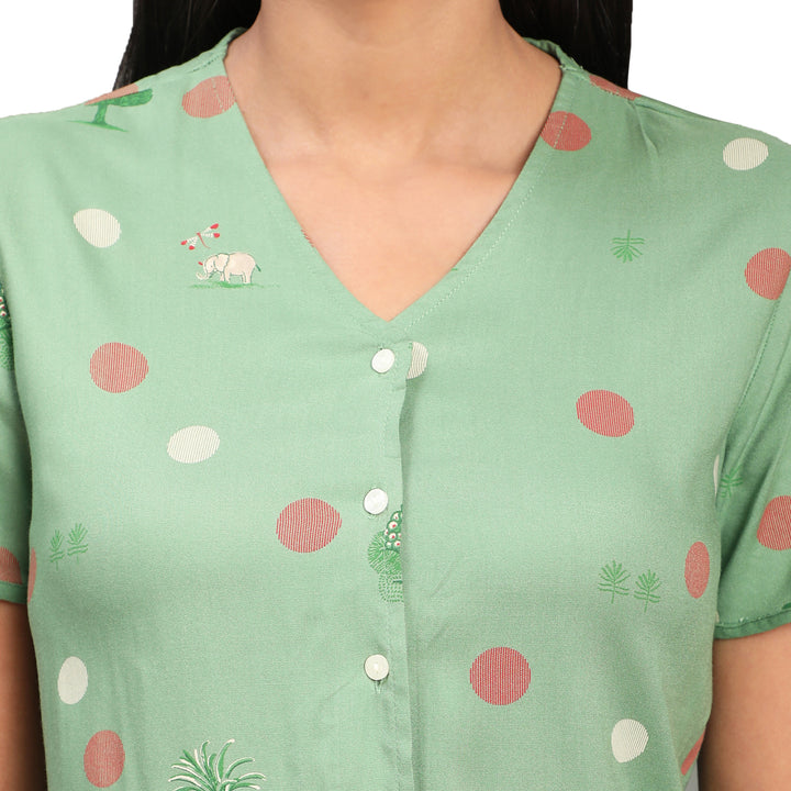 Nightwear Set - Green Pop Up Animal