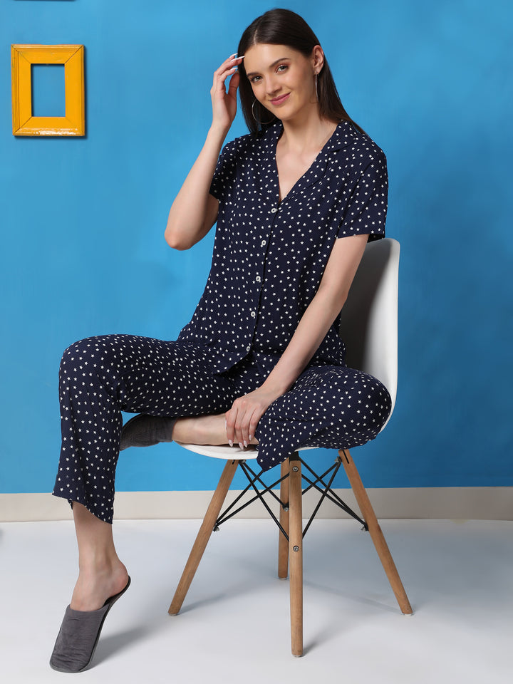 Nightwear Set - Navy Star Print