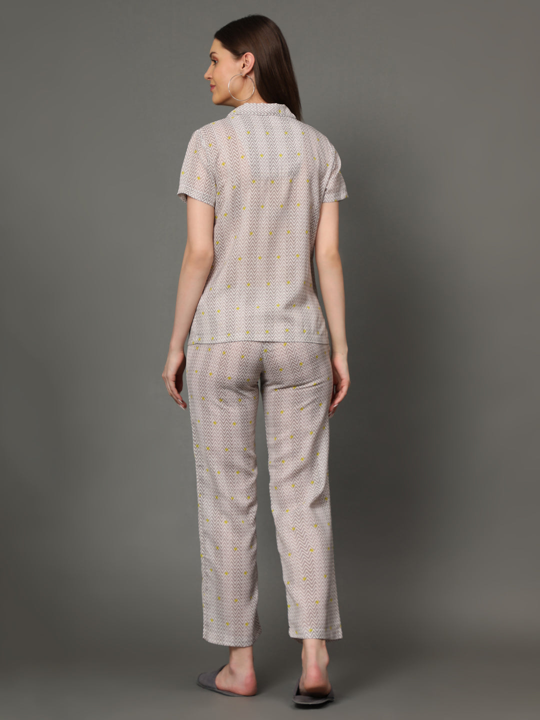 Nightwear Set - Grey Chevron Print