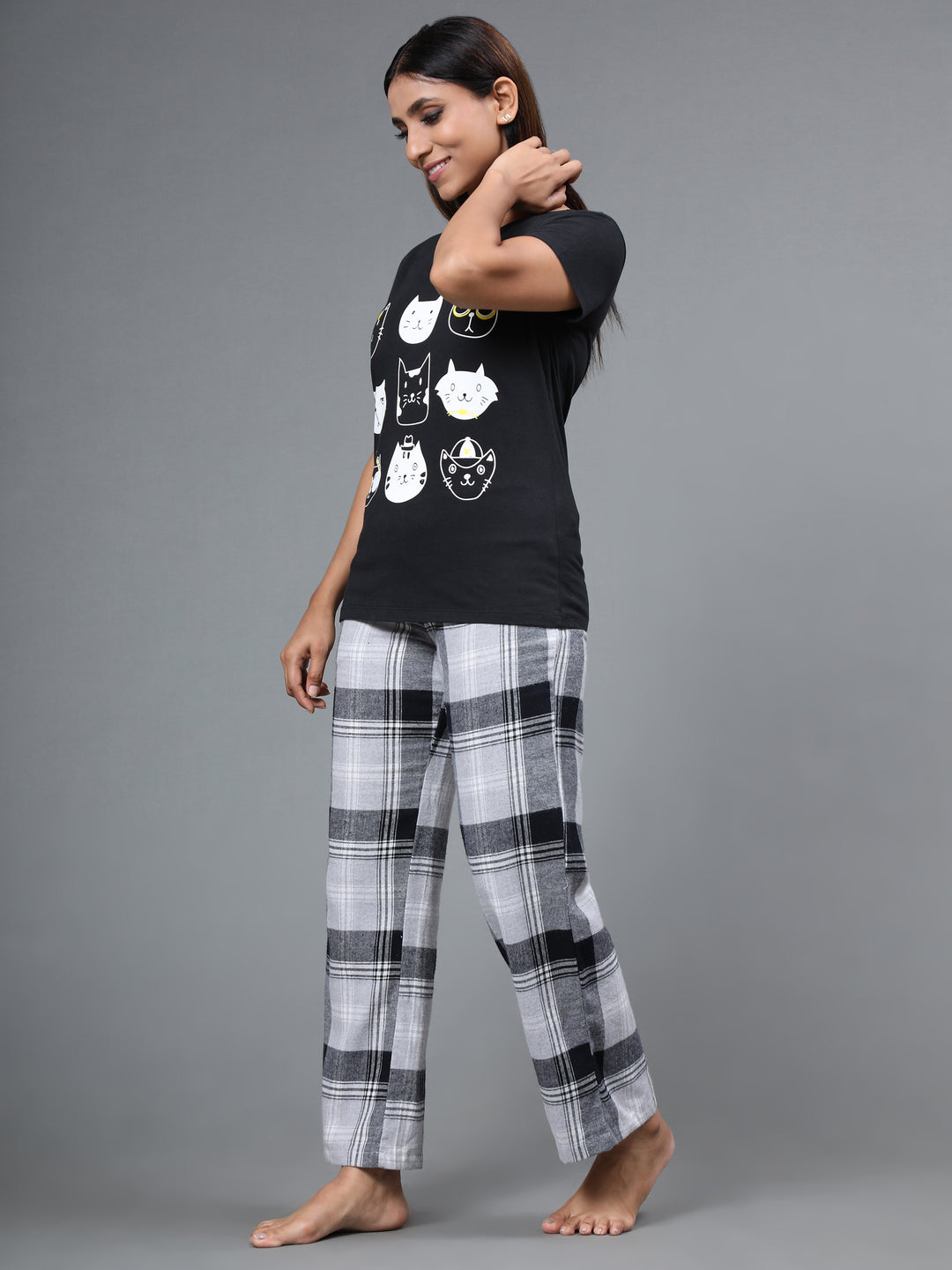 Nightwear Set - Black Cat Print