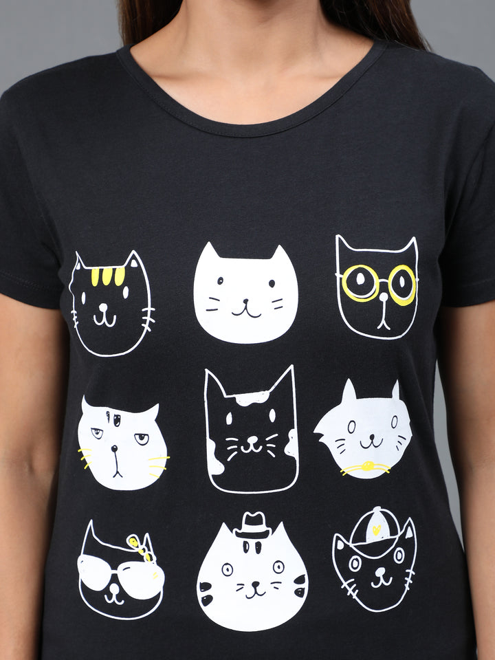 Nightwear Set - Black Cat Print