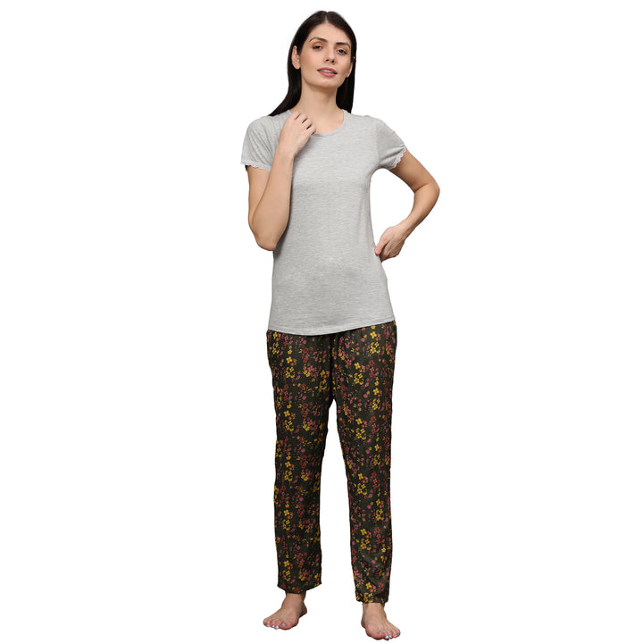 Nightwear Set -  Green Floral Print