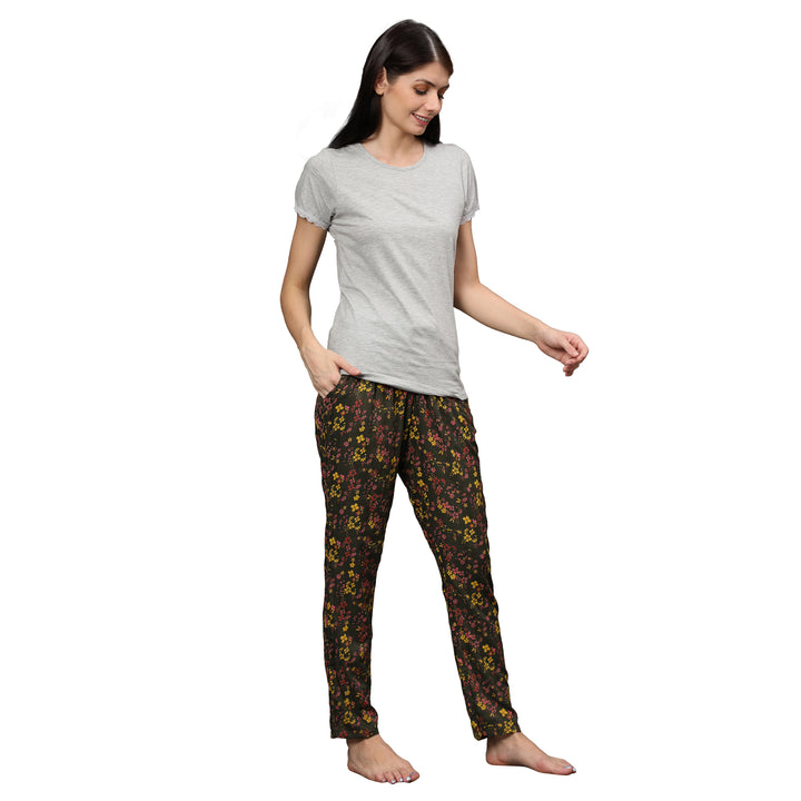 Nightwear Set -  Green Floral Print
