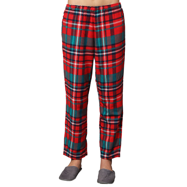 Nightwear Set - Green Solid Top & Red Checks