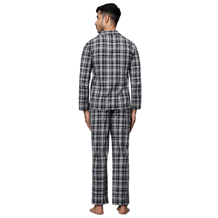 Cotton Nighwear for Men - Black & Grey Checks