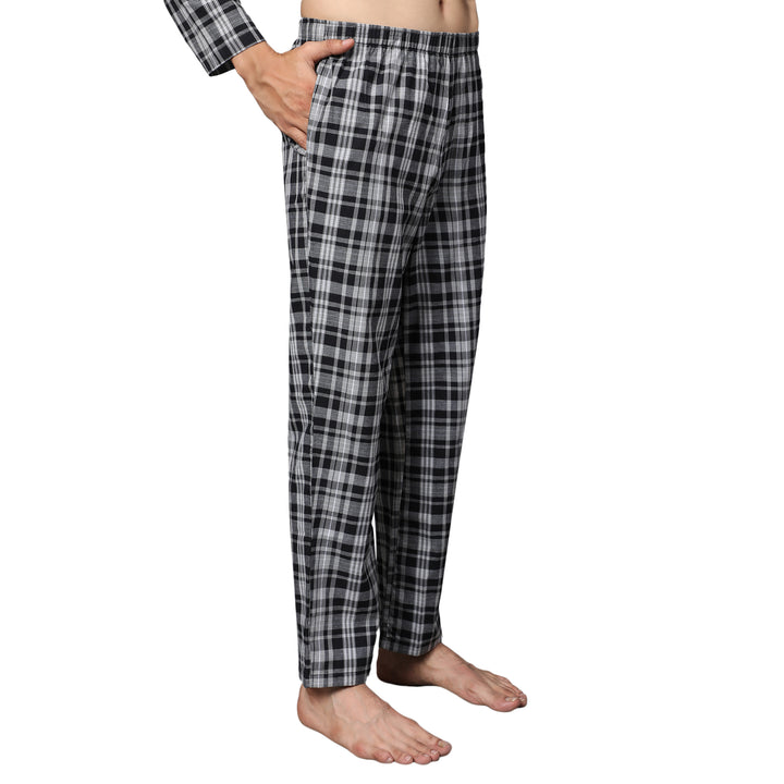 Cotton Nighwear for Men - Black & Grey Checks