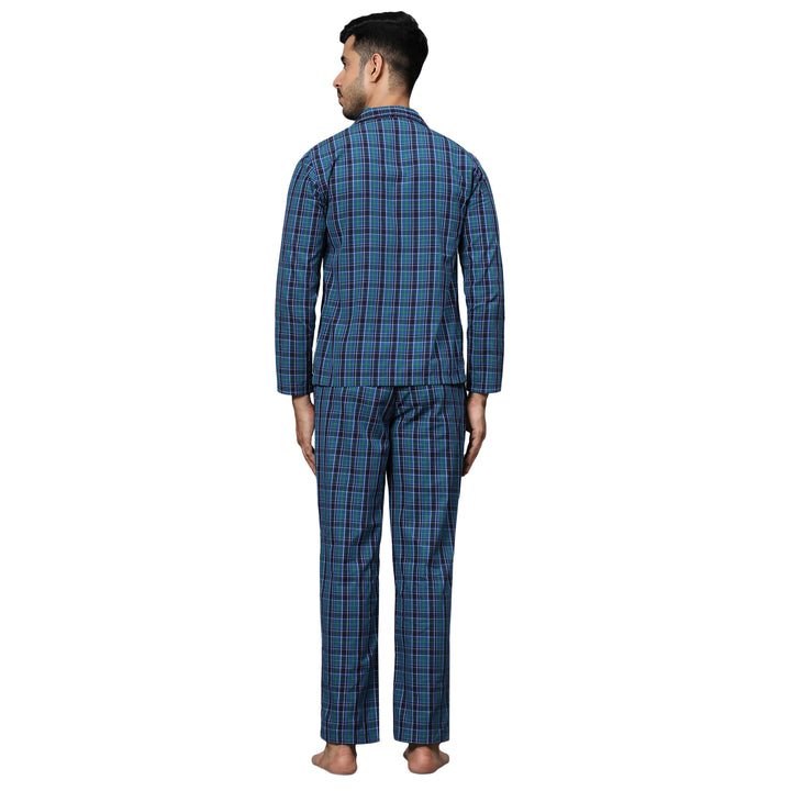 Cotton Nighwear for Men - Green & Black Checks