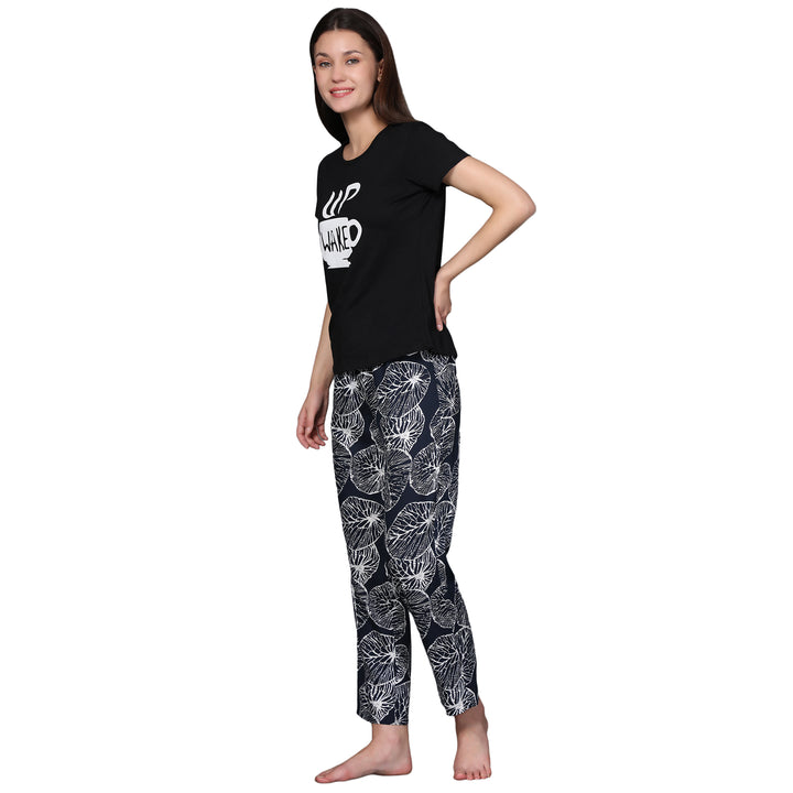 Nightwear Set - Black Wake Up Print