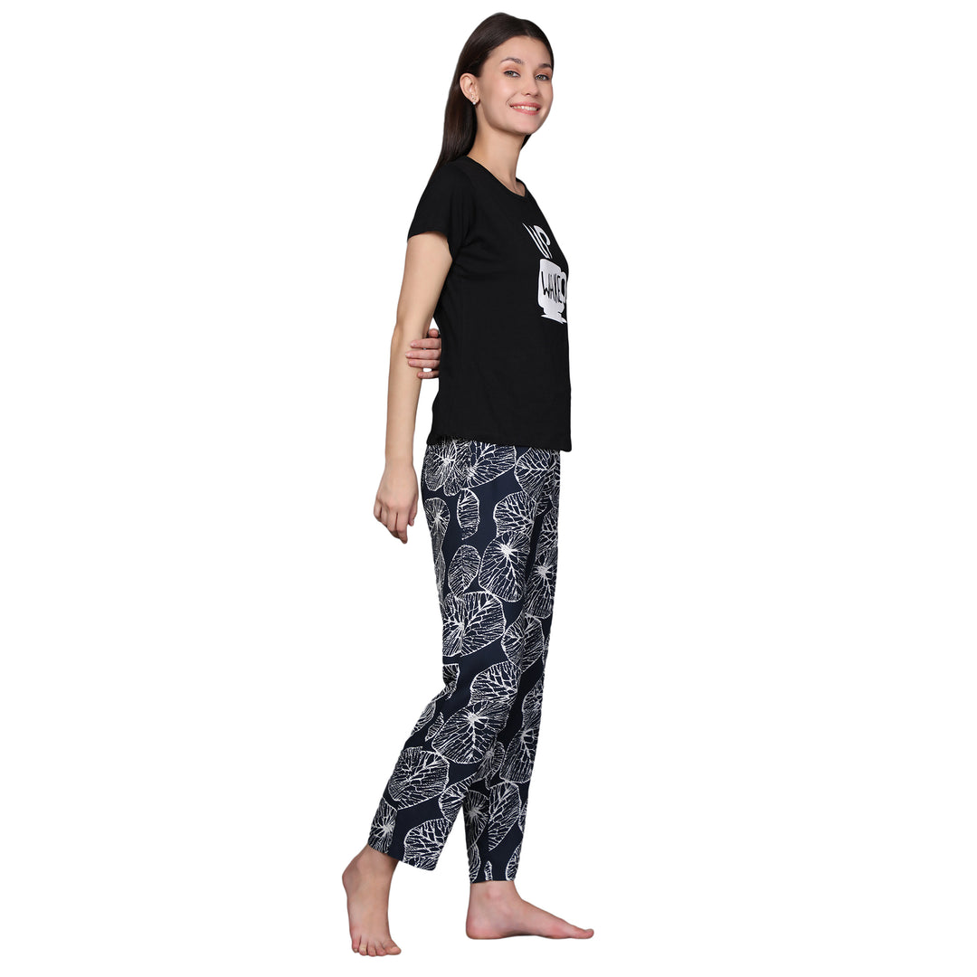 Nightwear Set - Black Wake Up Print