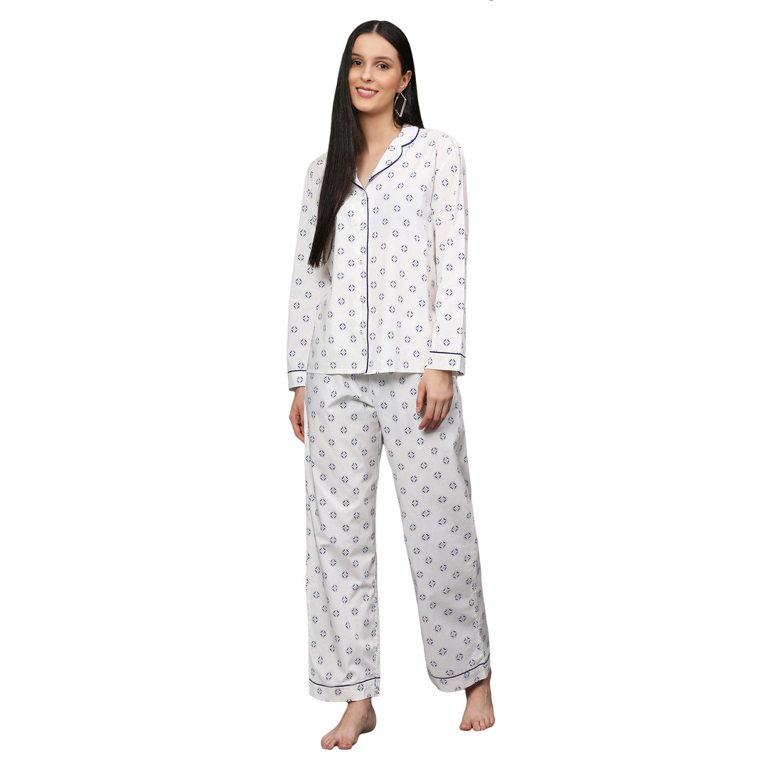 Nightwear Set - White Diamond Print
