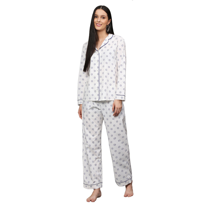 Nightwear Set - White Diamond Print