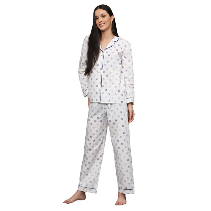 Nightwear Set - White Diamond Print