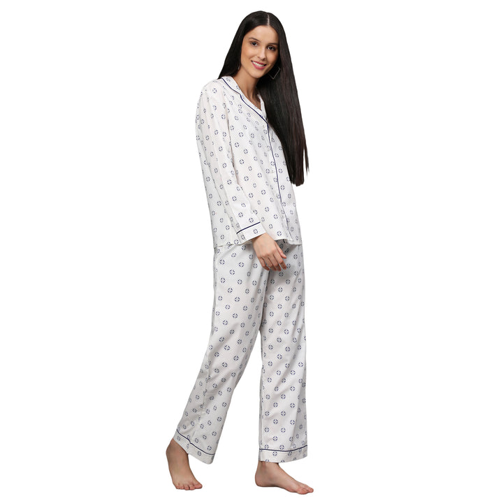 Nightwear Set - White Diamond Print