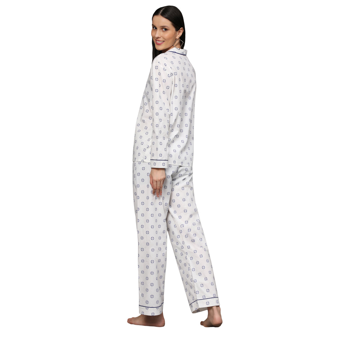 Nightwear Set - White Diamond Print