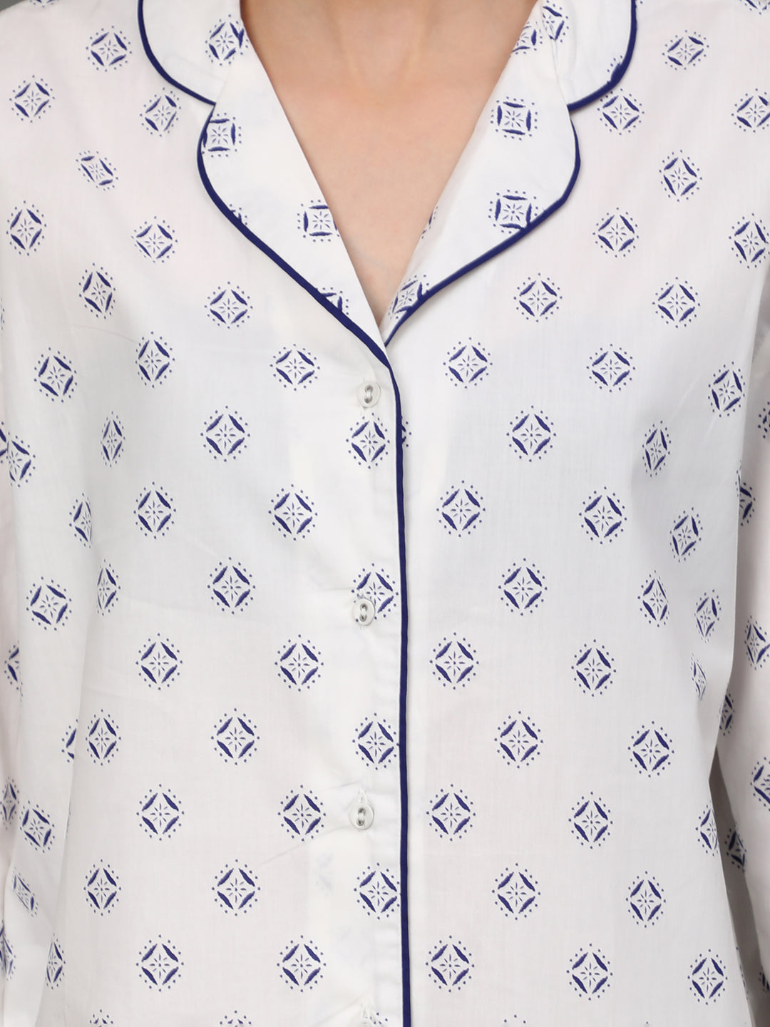 Nightwear Set - White Diamond Print