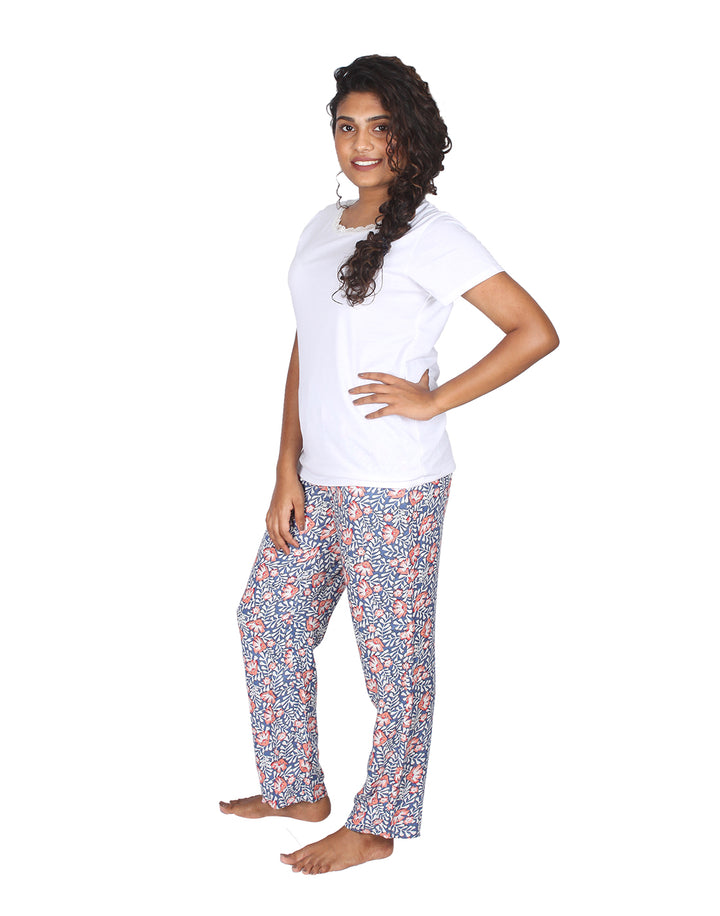 Nightwear Set - Blue Leaf Print