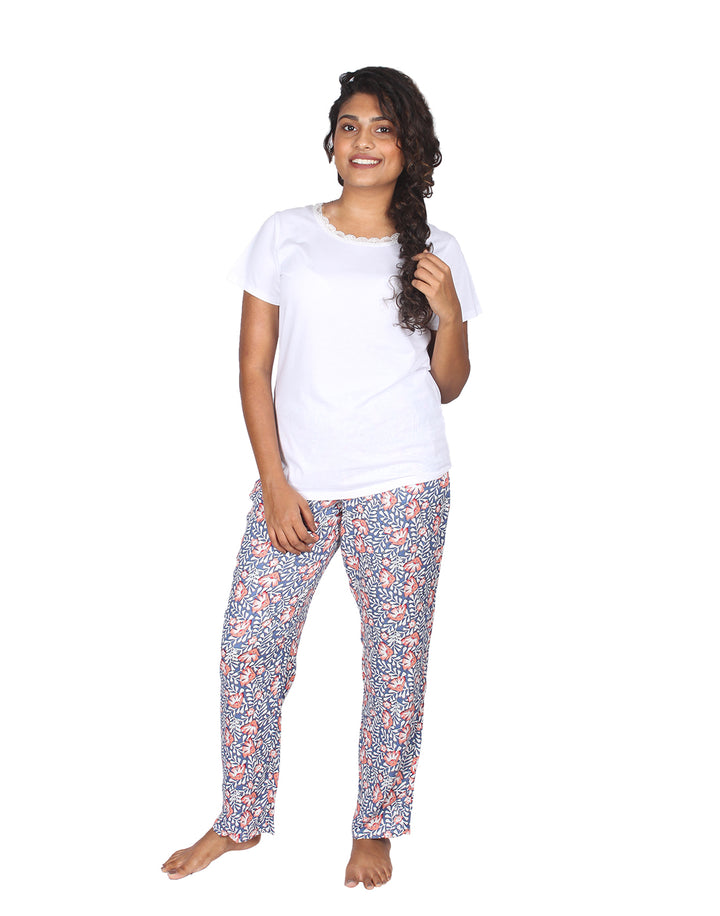 Nightwear Set - Blue Leaf Print