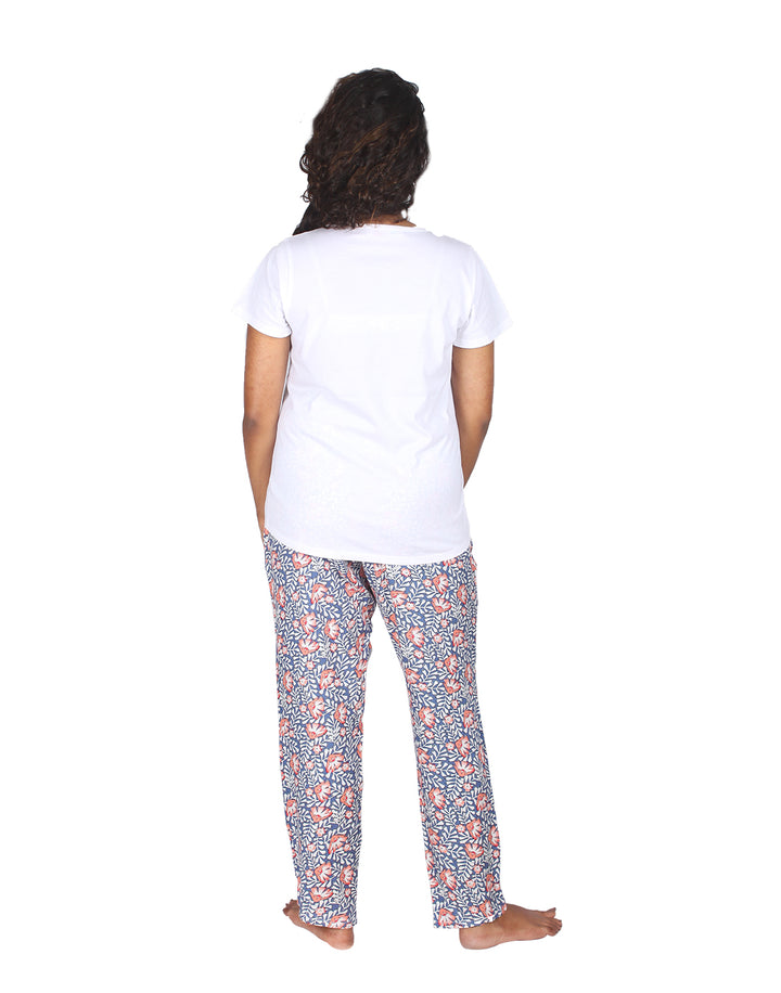 Nightwear Set - Blue Leaf Print