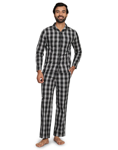 Pyjama Set for Men-Black Checks