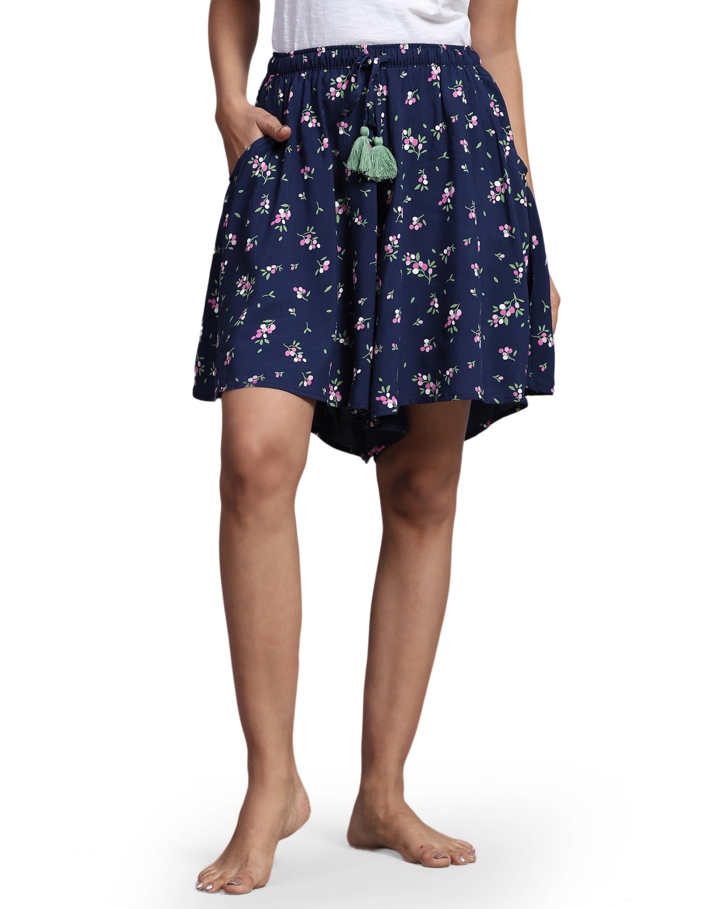 Culotte Shorts for Women-Navy Floral