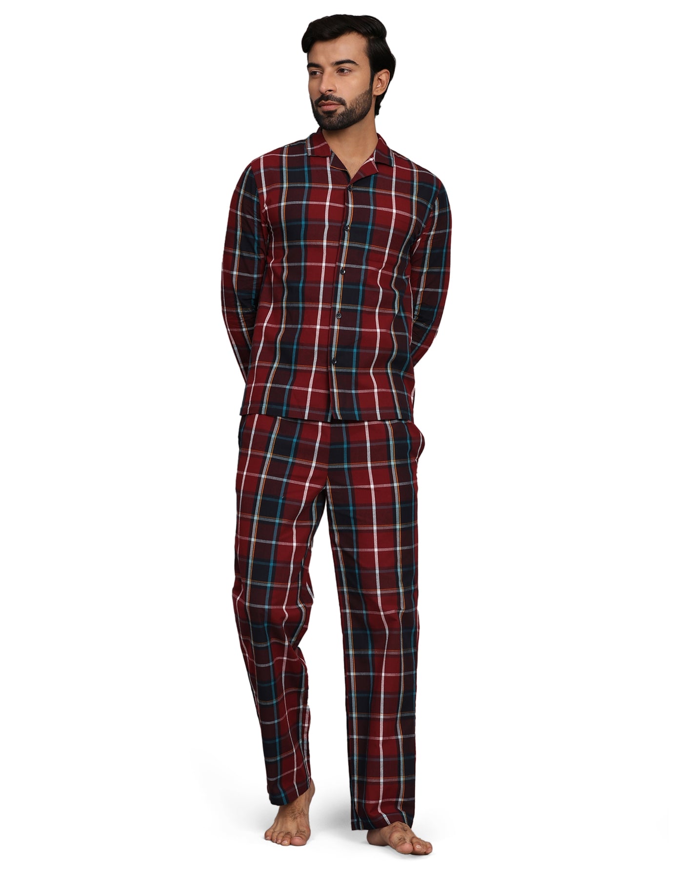 Pyjama Set for Men-Red Checks