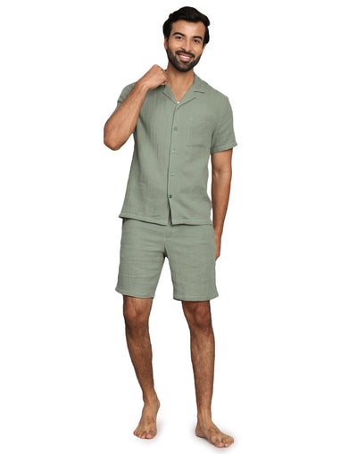 Co-ord Set for Men - Green Solid