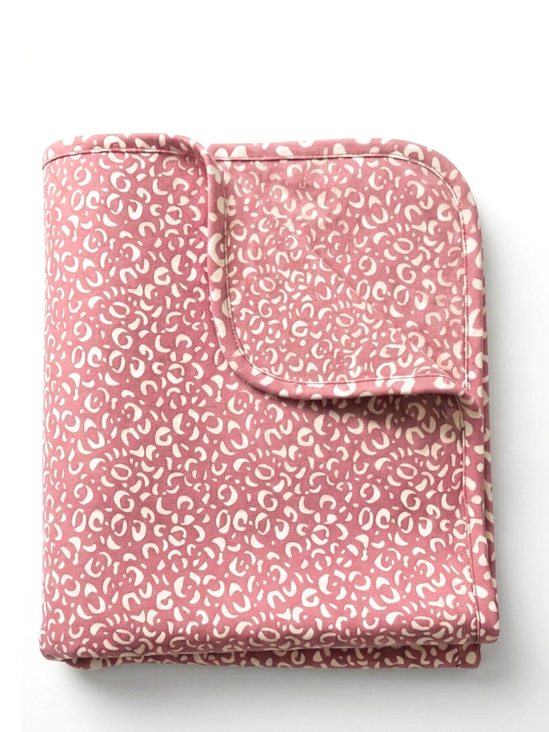 B STORIES Leopard Print Cotton Knit Throw Blanket | Soft, Breathable & Lightweight | All Season Couch, Bed & Sofa Throw | 81x59 Inches | 180 GSM | Pink