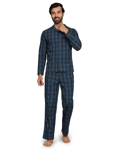 Pyjama Set for Men-Green Checks