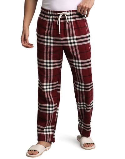 Lounge Pant for Men-Maroon Checks