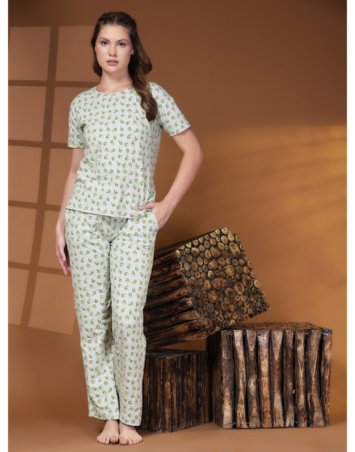 Pyjama Set for Women-Avocado Print