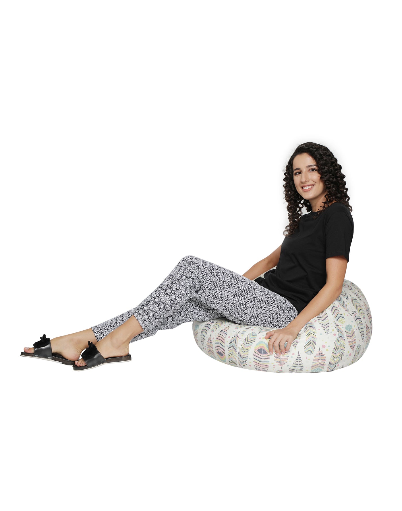 Lounge Pant for Women-Black Geo Print