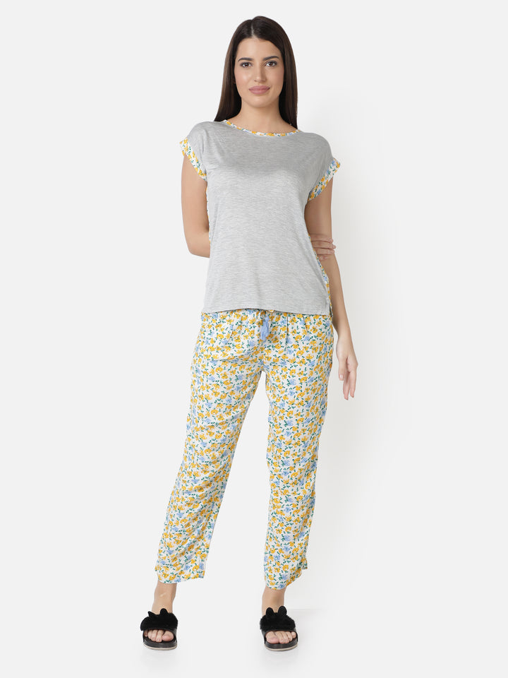 Nightwear Set - Yellow Floral Print