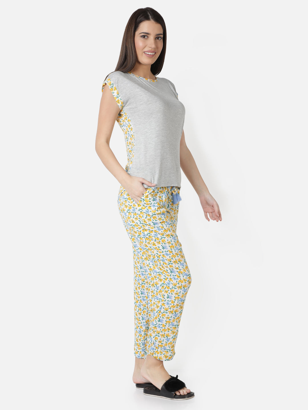 Nightwear Set - Yellow Floral Print