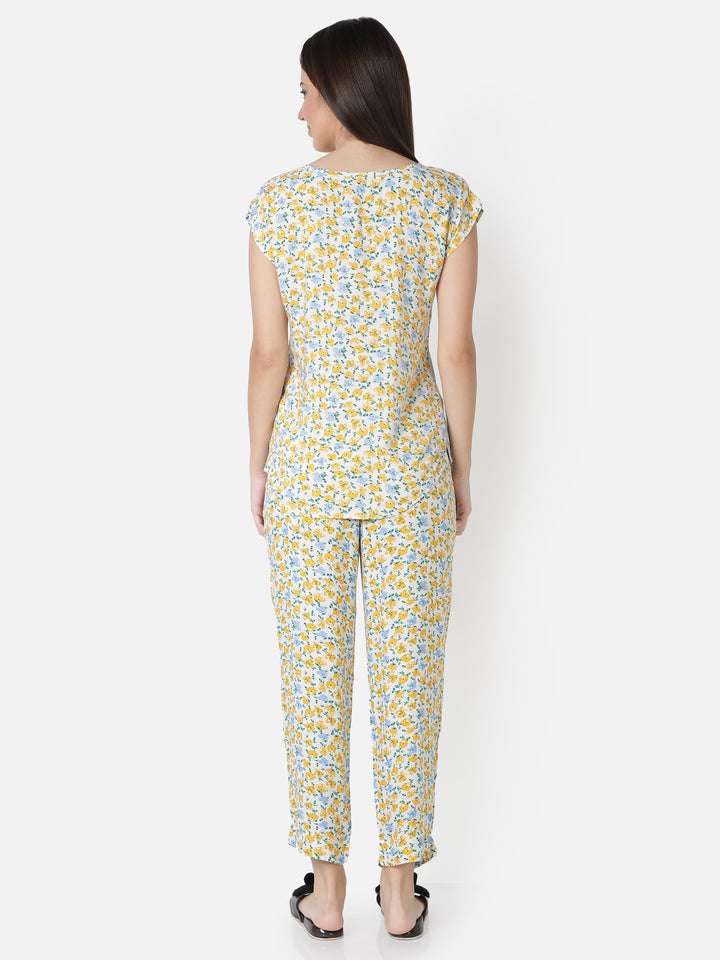 Nightwear Set - Yellow Floral Print
