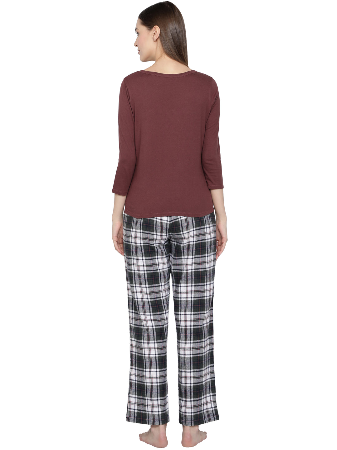 Nightwear Set - Maroon Green Checks